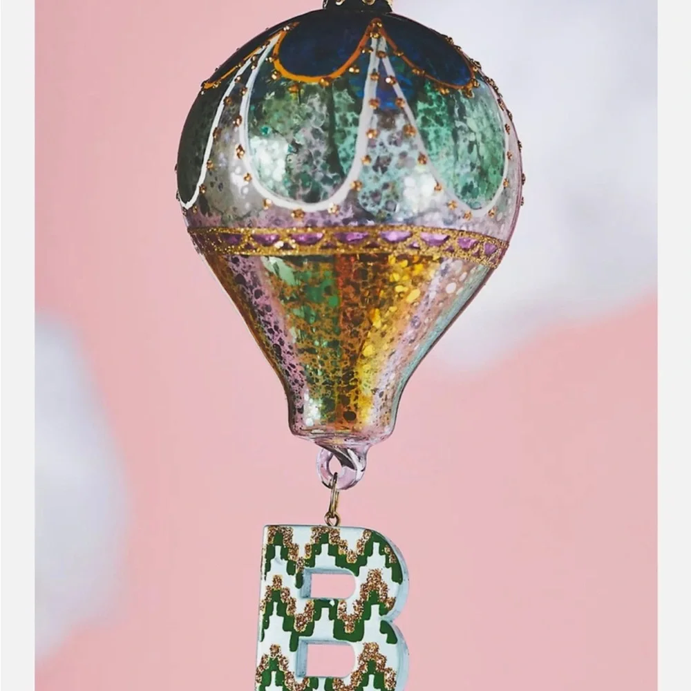 Anthropologie monogram Hot Air Balloon Ornaments
